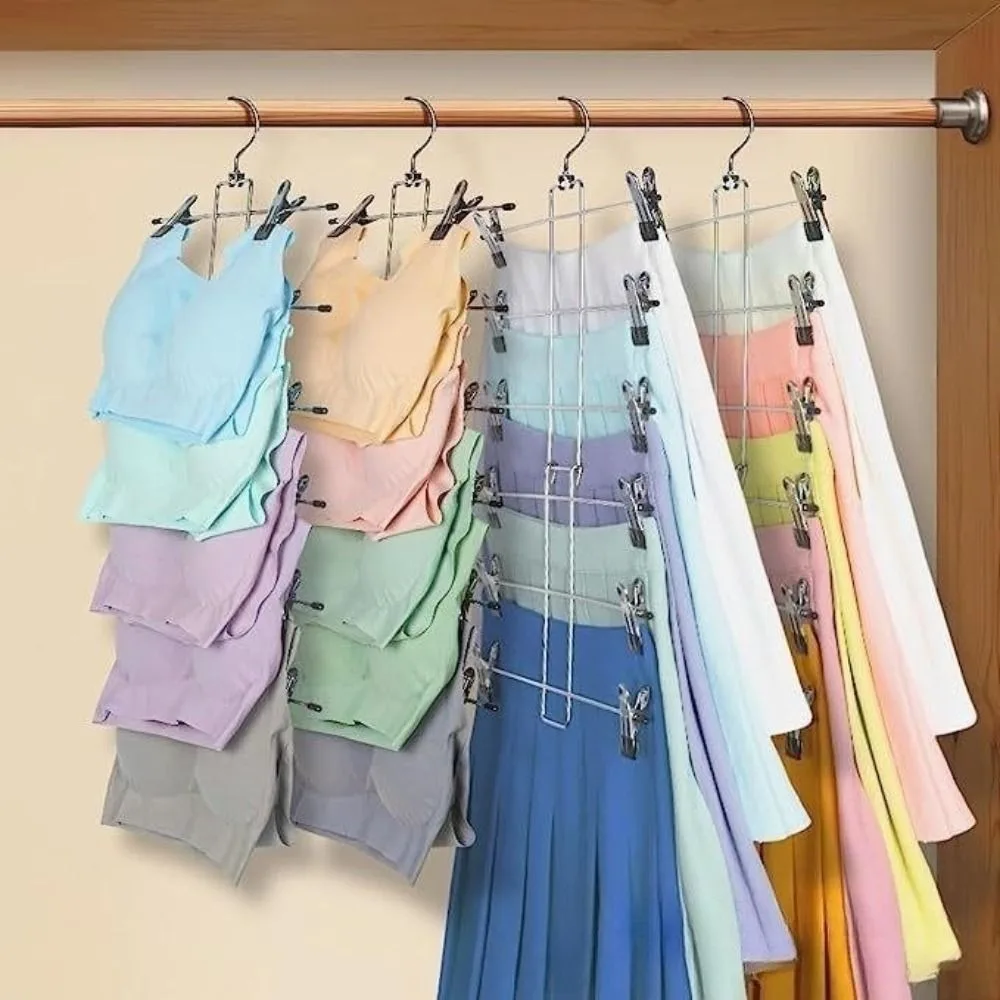 Durable 6 Layer Clothes Hangers Non Slip Multifunctional Clothing Storage Rack Holder Space Saving Metal Hanger Clips - view 2