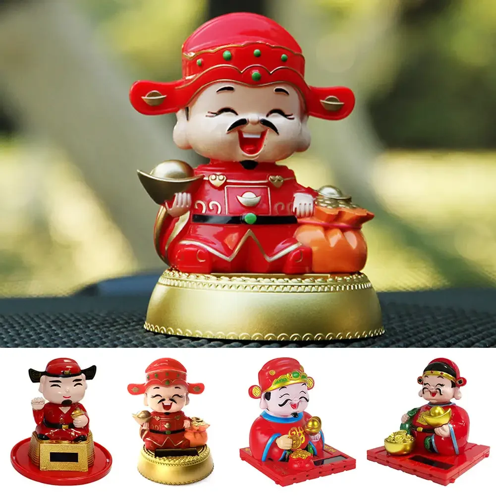 Creative Car Interior Decoration Solar Energy Decoration Shaking Head The God of Wealth Shape Cartoon Gift Decoration