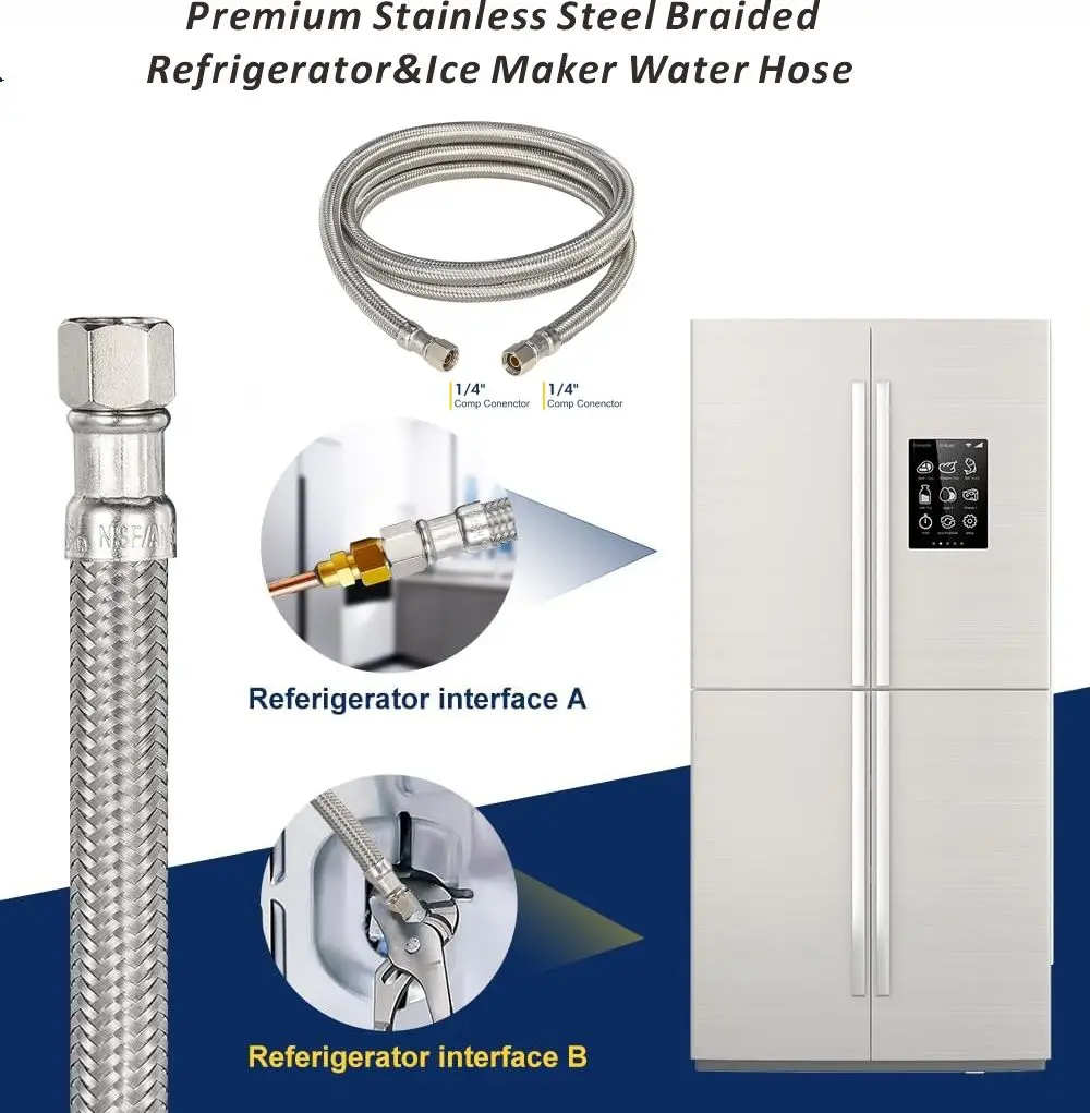 New Refrigerator Ice Maker Hose with 1/4