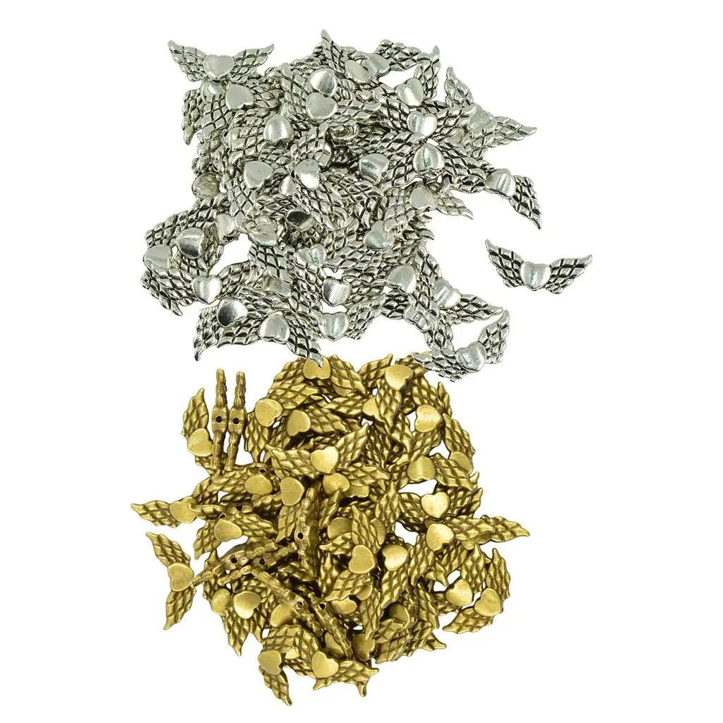 Angel Wing Shape Zinc Alloy Jewelry Charms Pendant Antique Style for DIY Necklace Bracelet Making