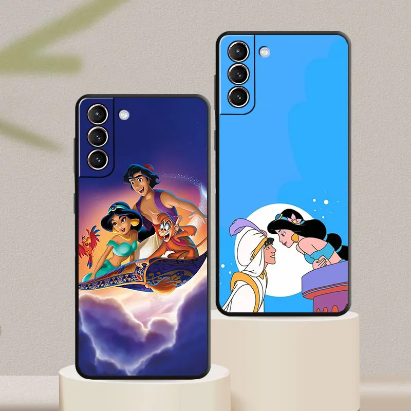 Disney Aladdin Jasmine Case For Samsung Galaxy S22 Ultra S23 S20 FE S21 Plus S10 S10e S9 S8 S24 Black Mobile TPU Phone Cover