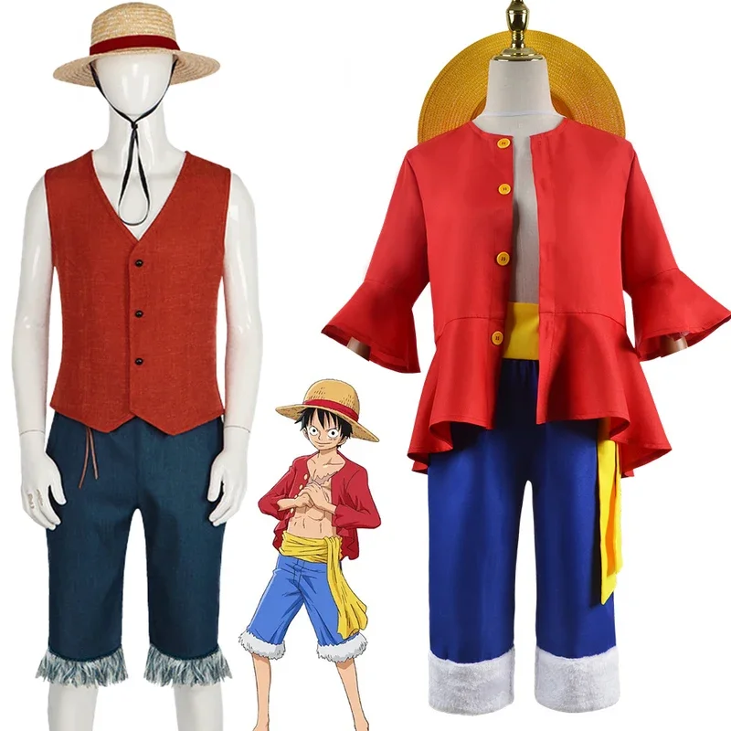 FC6 Anime Life 2 Style Luffy Cosplay Costumes Monkey D SunGod Luffy Cosplay Red Suits Hat Halloween Carnival Costume For Men@FC8!