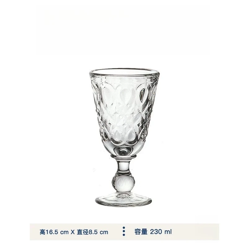 

Tabletop Decor Elegant Embossed Glass Goblet Retro Cup for Beverage Drinking