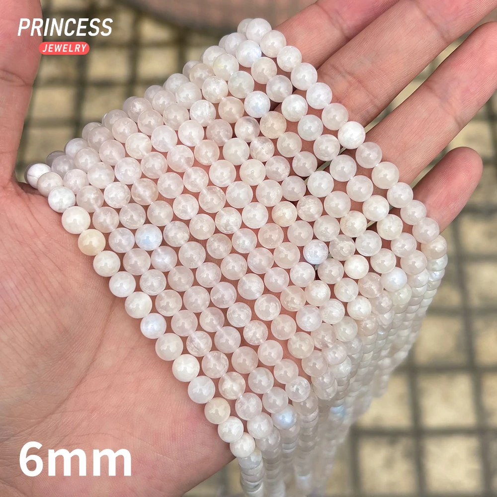 Natural Rainbow Moonstone Beads, A ++, adequado para fazer jóias, pulseiras, colares, brincos, DIY Acessórios, Atacado, 6mm, 8mm