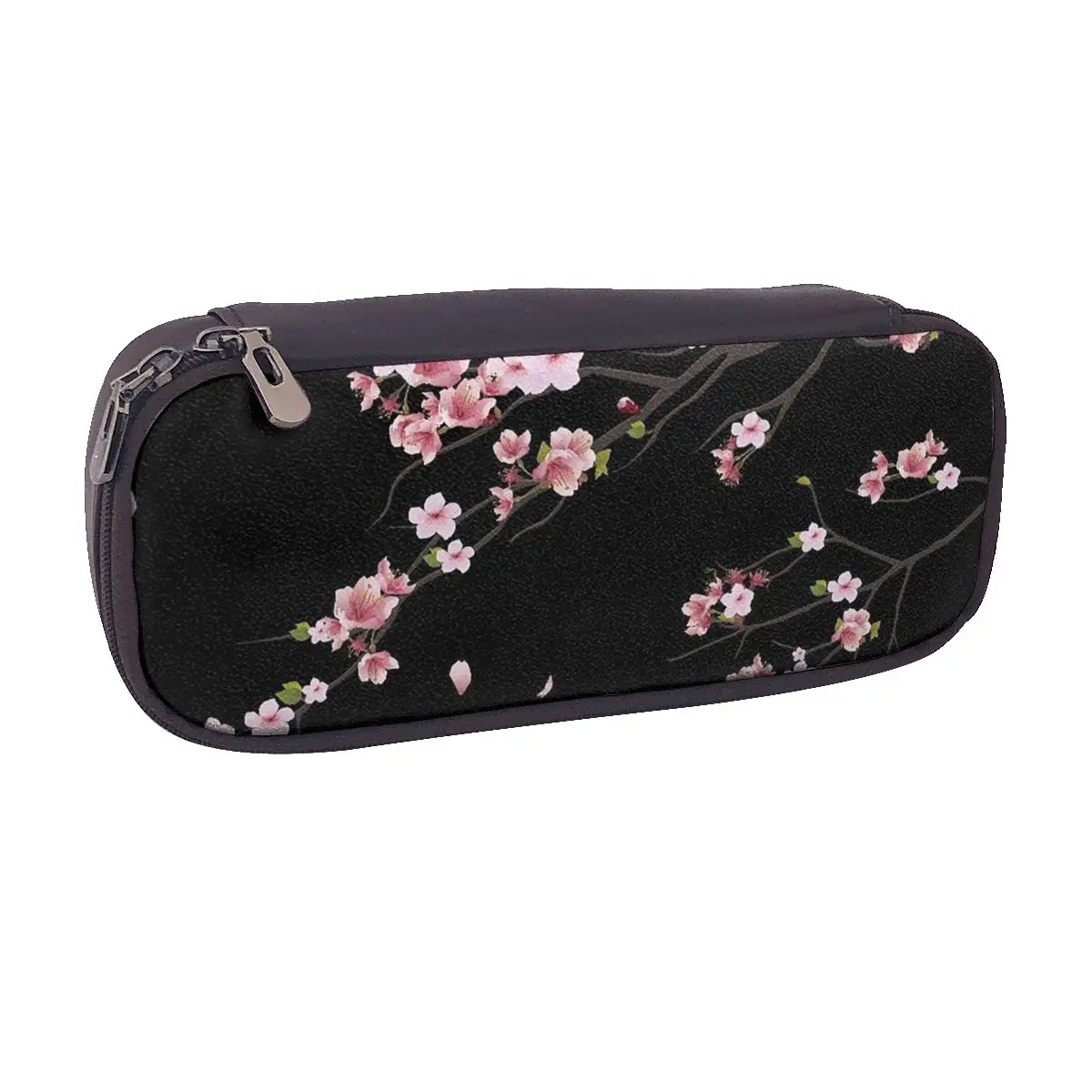 Japanese Sakura Cherry Blossoms Leather Pencil Case for Kids Gifts Pen Box Pencil Bag Stationery Supplies Pen Holder Bag