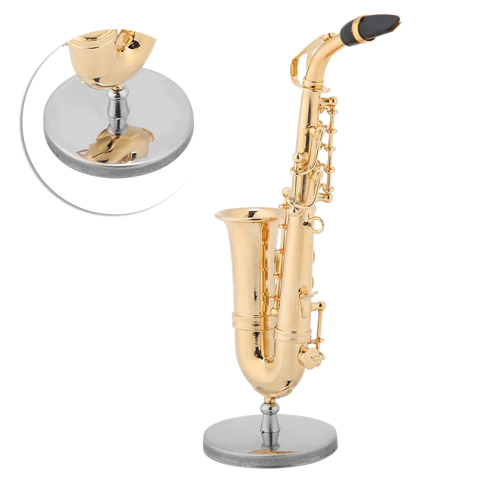 Miniature Alto Saxophone Replica With Stand And Case Gold Plated Instrument Model Ornaments