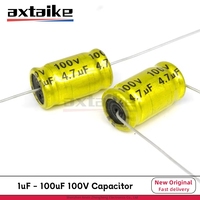 10PCS 100V 1uF 1.5uF 2.2uF 3.3uF 4.7uF 5.6uF 6.8uF 10uF 22uF 33uF 47uF 68uF 100uF NP Axial Horizontal Electrolytic Capacitor