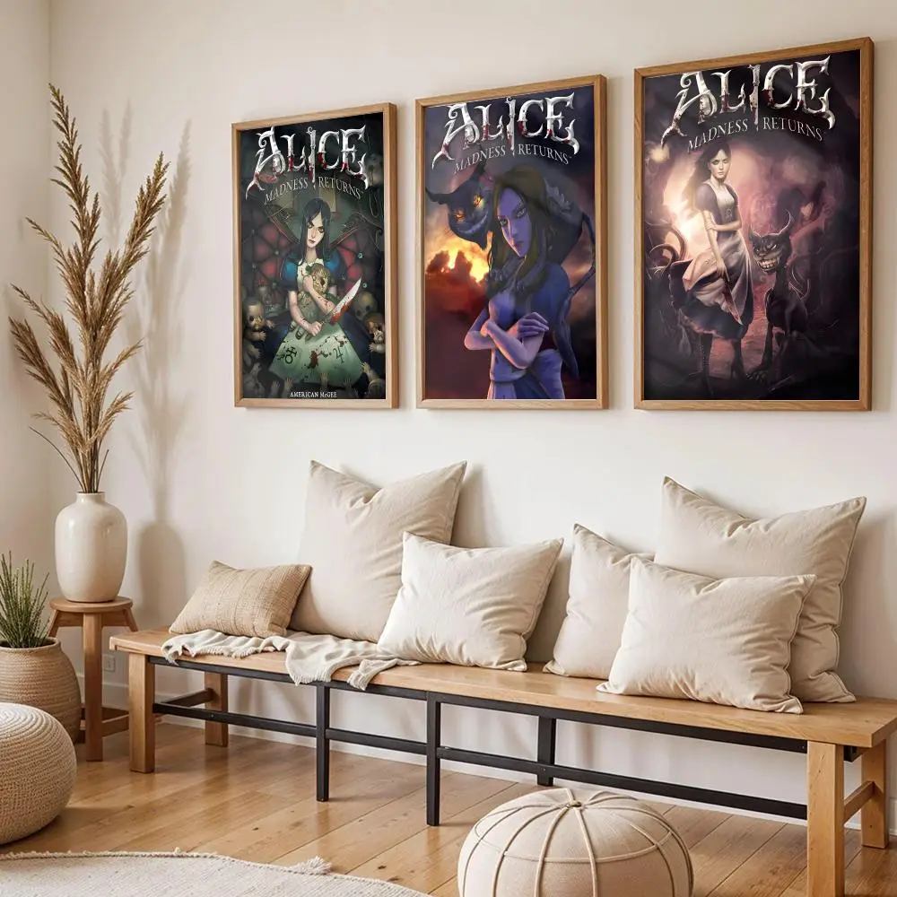 Game A-Alice Madness Returns Painting Calligraphy Frameless Canvas Poster Wall Art HD Print Modern Aesthetic Home Decor Gift