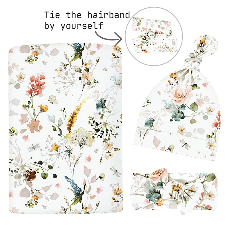 

Детские пеленальные одеяла, шапка для новорожденных, повязка на голову, комплект одеял, мягкие дышащие пеленальные салфетки для детского душа, реквизит для фотосъемки