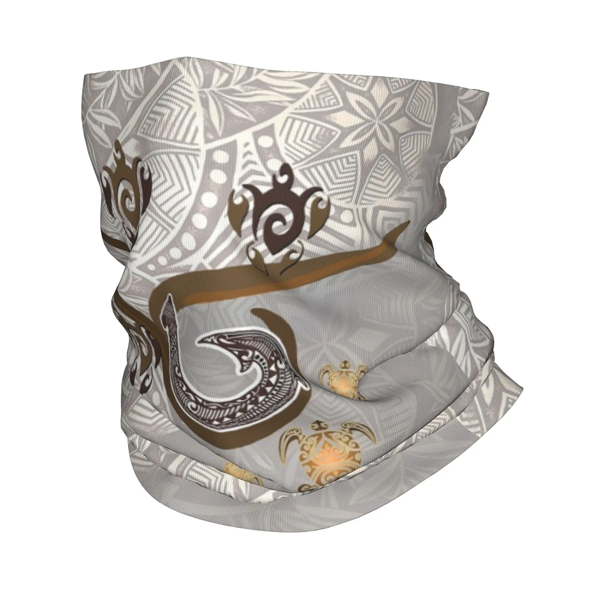 Tonal Fish Hook Hawaiian Tribal Sea Turtle Tapa Bandana Neck Gaiter Printed Face Scarf Multi-use Headband Cycling Unisex Adult