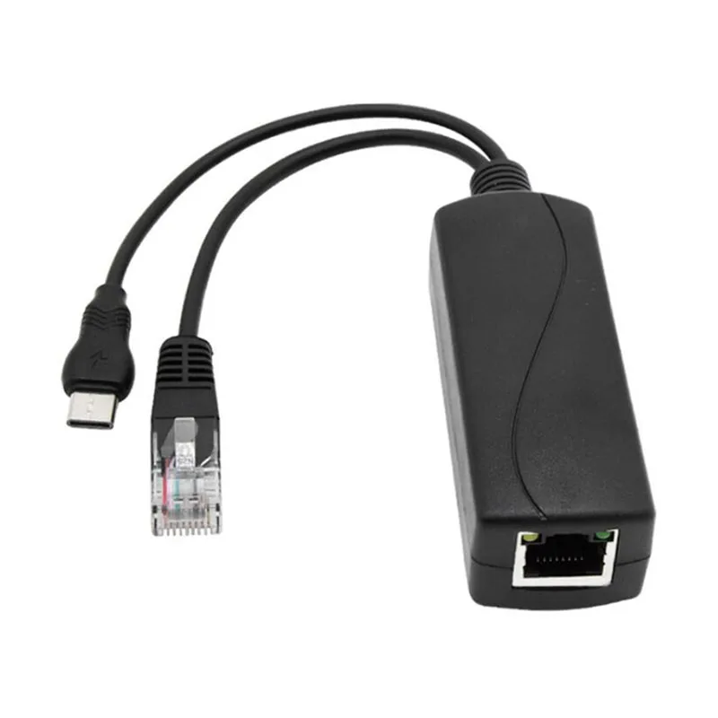 USB Tipo-C Ativo POE Splitter, Power Over Ethernet, RJ45 Feminino, 48V a 5V, W28