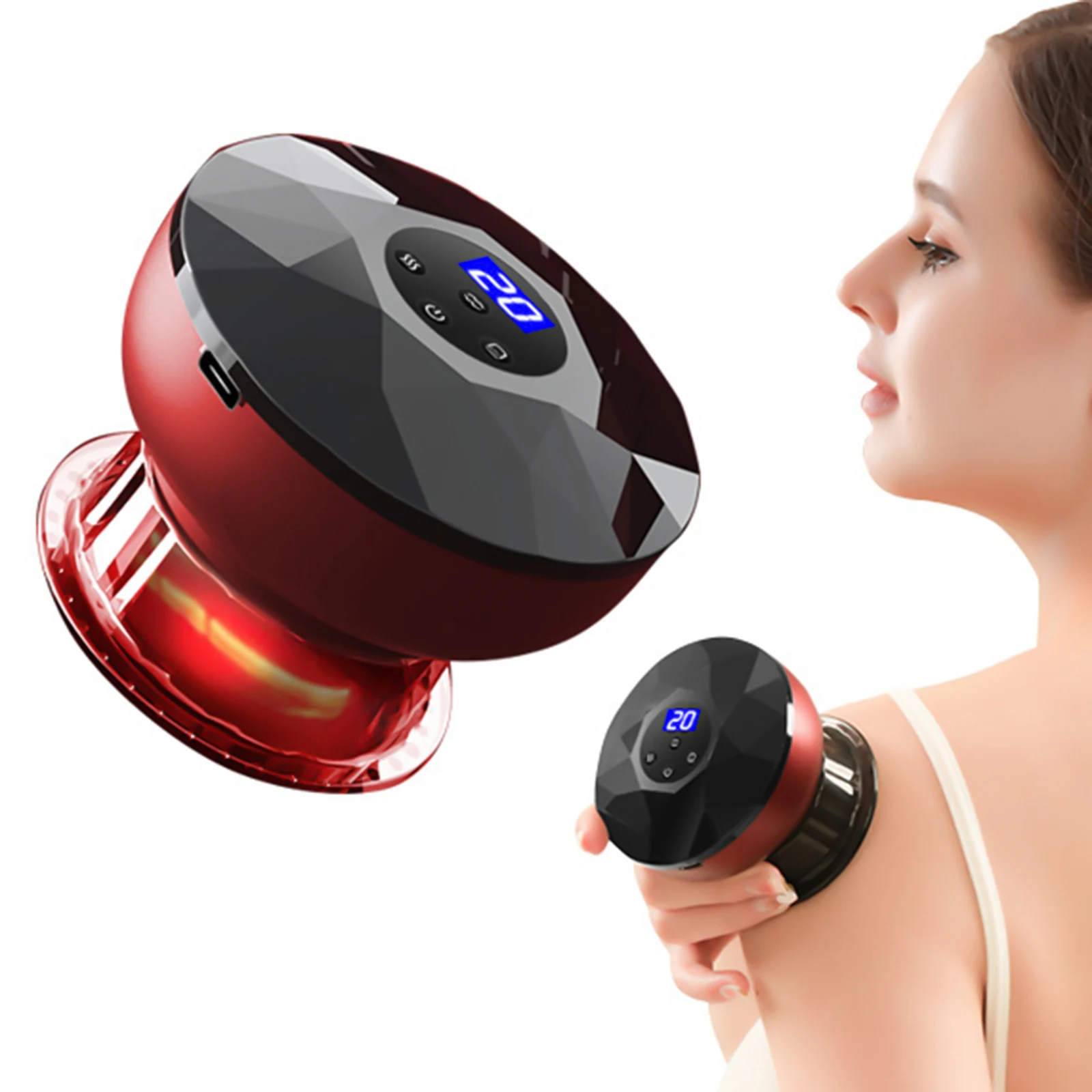 

Electric Cupping Therapy Machine Red Light Therapy Vacuum Cupping Massager Rechargeable 6 Modes Heating Massager Relaxing Tools