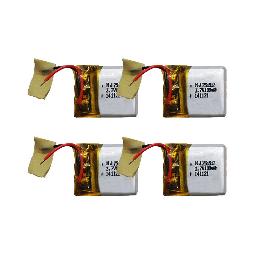 Batería de polímero Lipo para cuadricóptero teledirigido, piezas de repuesto de Lipo Bettery, 4/5/10/20 piezas 1S, 3,7 V, 100mAh, 751517, para CX-10, JJ810, 3,7 V