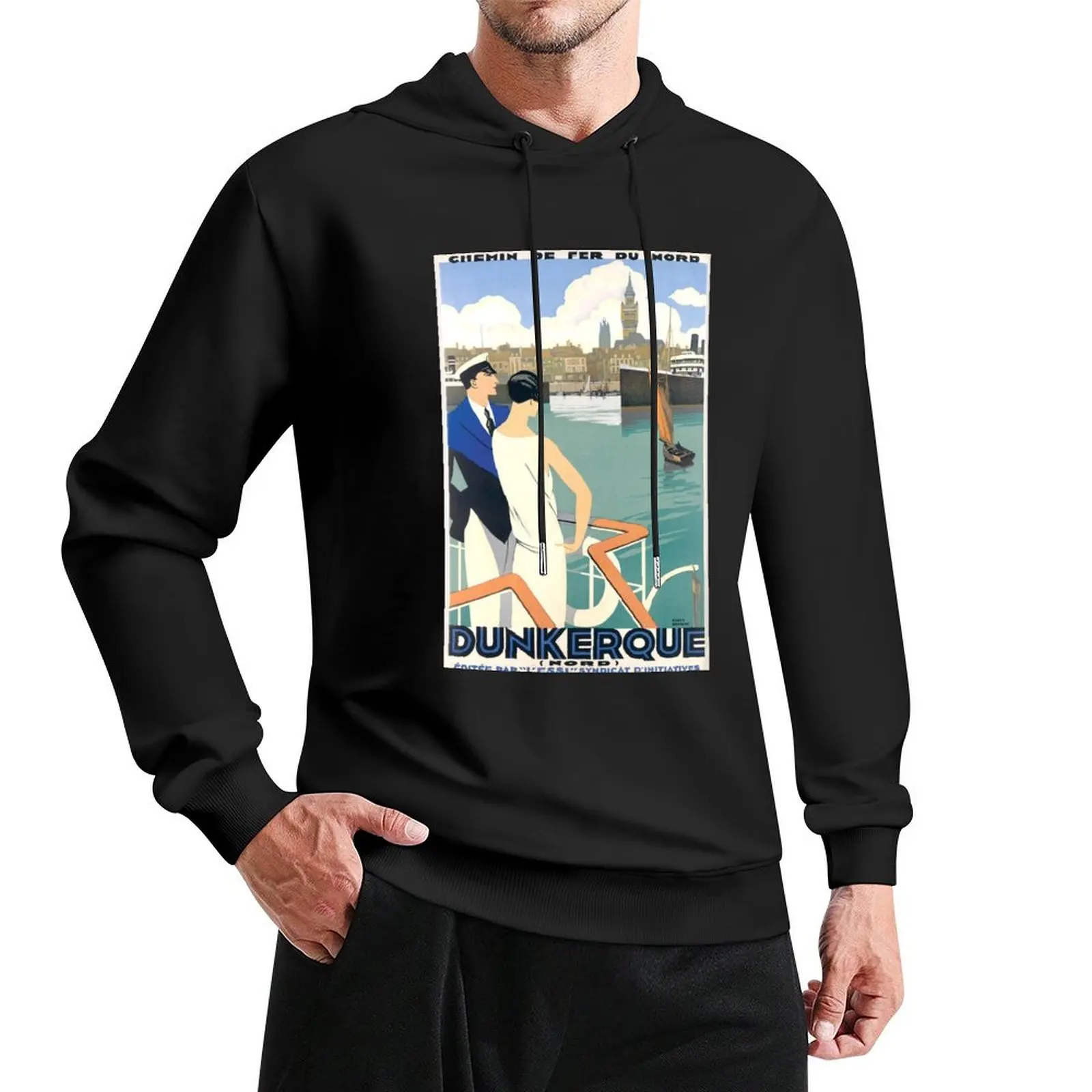 

Dunkerque vintage travel poster Pullover Hoodie autumn clothes men's sweat-shirt set mens hoodie