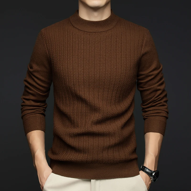 

Men's Crew Neck Wool Sweater Men's Knitted Sweater High-End Keep Warm Slim Fit Lightweight Men Wool Knitted Bottoming Shirt