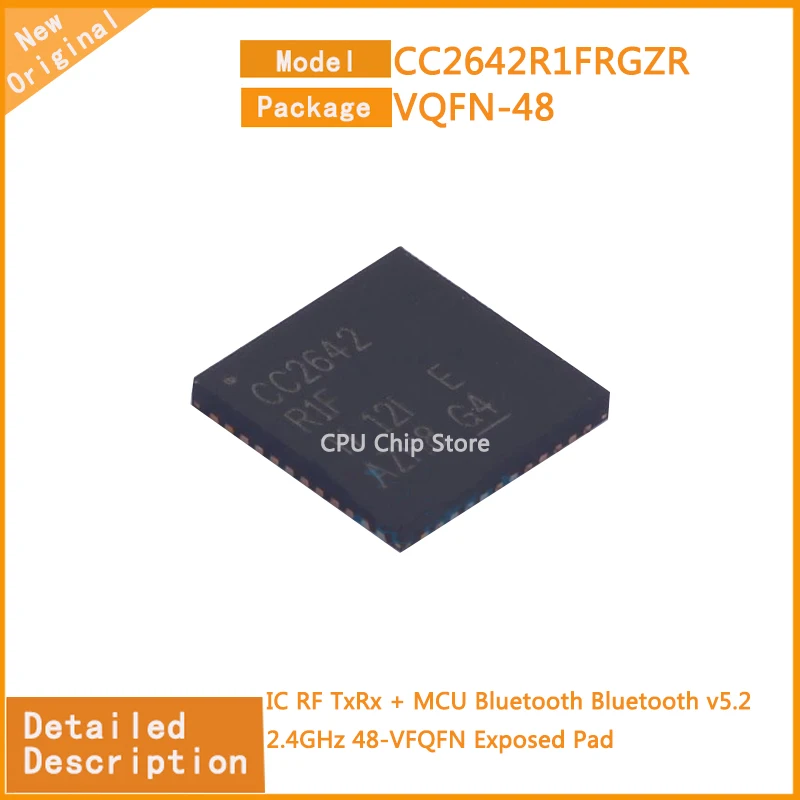 5Pcs/Lot  New Original  CC2642R1FRGZR CC2642R1 IC RF TxRx + MCU Bluetooth Bluetooth v5.2 2.4GHz 48-VFQFN Exposed Pad