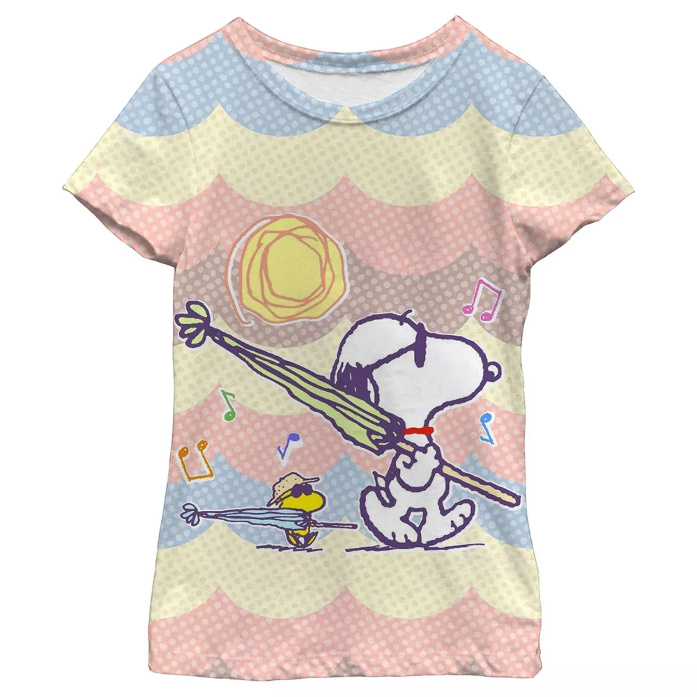 Snoopy Printed Kids T-shirt Summer Children's Short Sleeve Suitable for Boys and Girls white Casual Tops