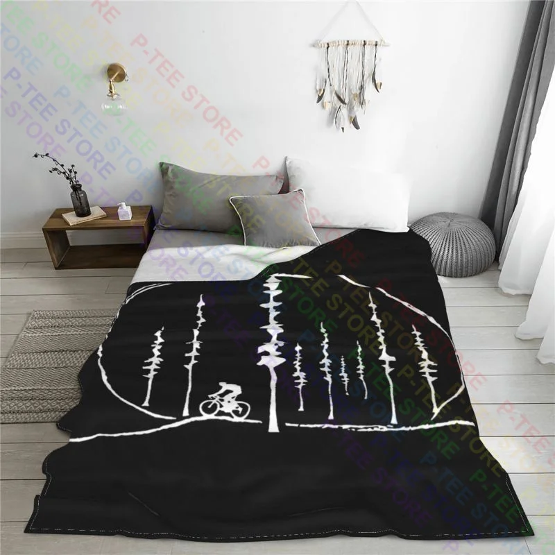 Biking In Forest Gravel Design Blanket Velvet Thicken Anti-Pilling Skin Friendly Sofa Decorative