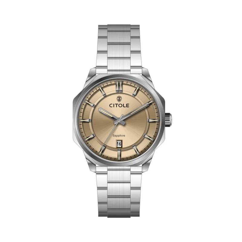 Miyota 2115-6 Quartz Watches CT7011G Champagne Sun 42mm CITOLE Luxury Sapphire Glass Boy Friend Date Gift Show Your Love 2027