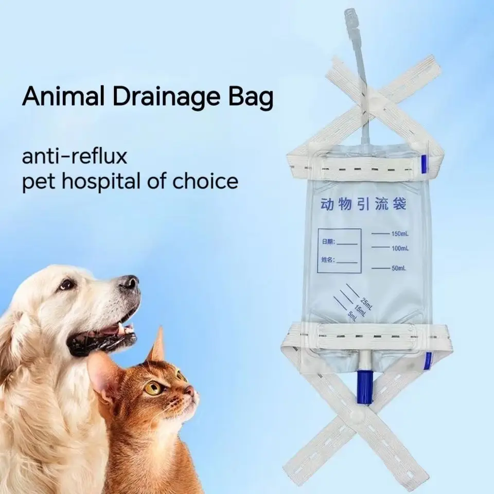 Medical Consumable Plastic Pet Urology Bag Veterinary Instrument for Urine Collection with Spiral Tube for Home Hospital Use