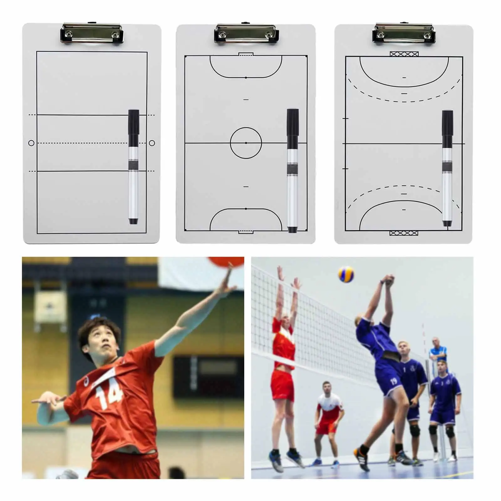 Volleyball Tactic Board Dry Erase Clipboard with Marker for Sports Coaching Portable Waterproof Training Equipment for Teams
