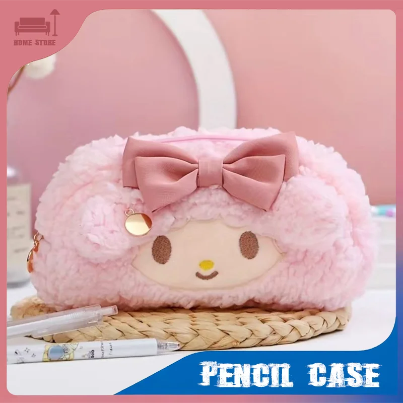 

Милый плюшевый пенал Sanrio, большая вместительная сумка для канцелярских принадлежностей для девочек, Kawaii Melody, аниме, мультяшная косметичка, канцелярские принадлежности, подарок