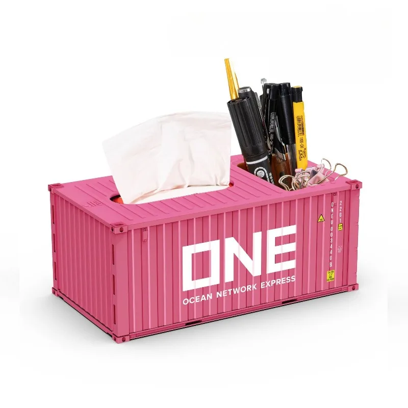 Paper Towel Box Simulation Sea Freight Container Model, New Plastic Storage Box Desktop Storage Rack