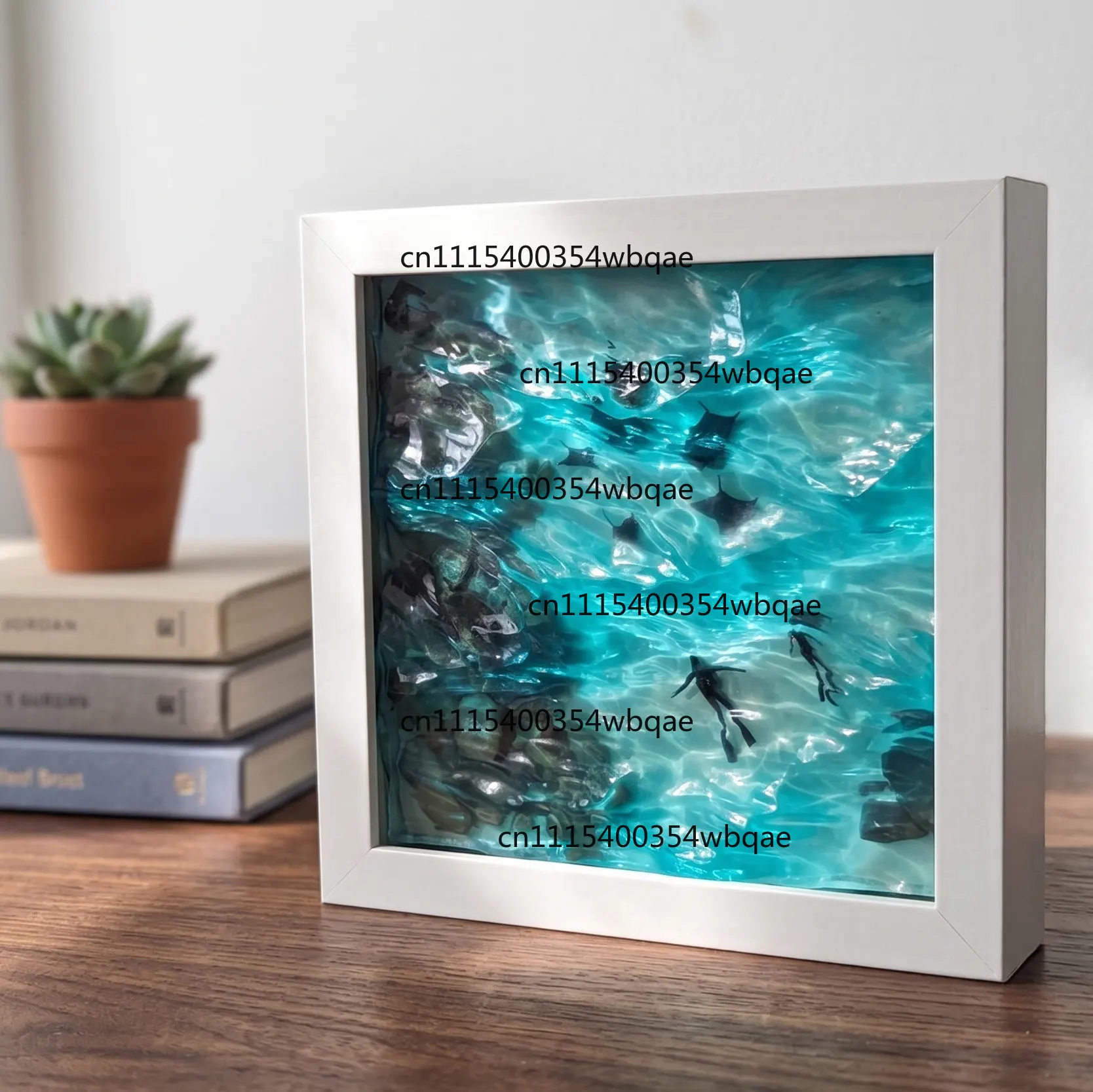 ZOCI-FOR 3D Ocean Resin Ornament, Wave Miniature Scene Desktop Decor, Unique Seabed Wall Hanging, Healing Creative Gift