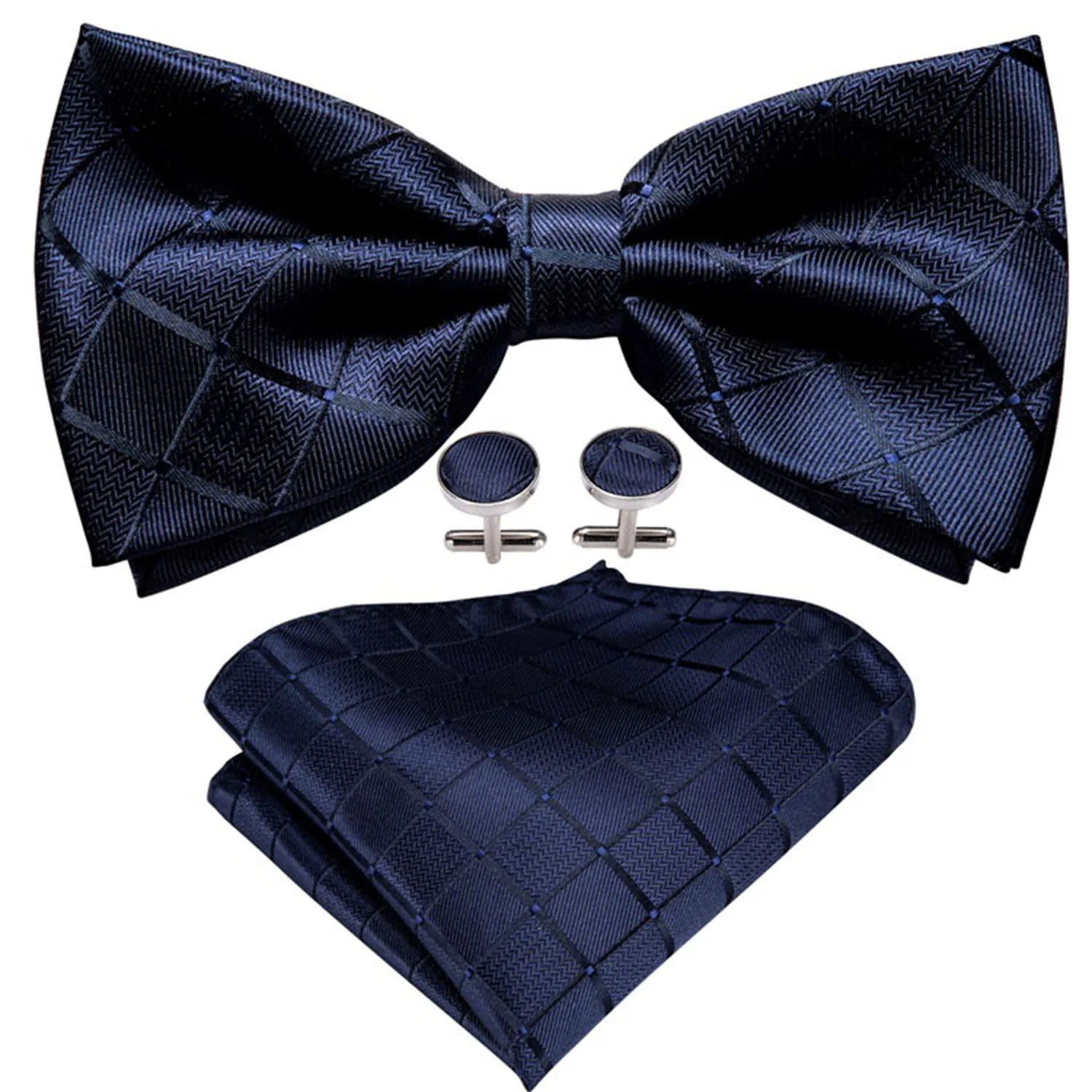 Barry.Wang Jacquard Mens Bow Tie Orange Purple Floral Paisley Solid Pre-Tied Bowtie Hanky Cufflinks Set Pre Wedding Party