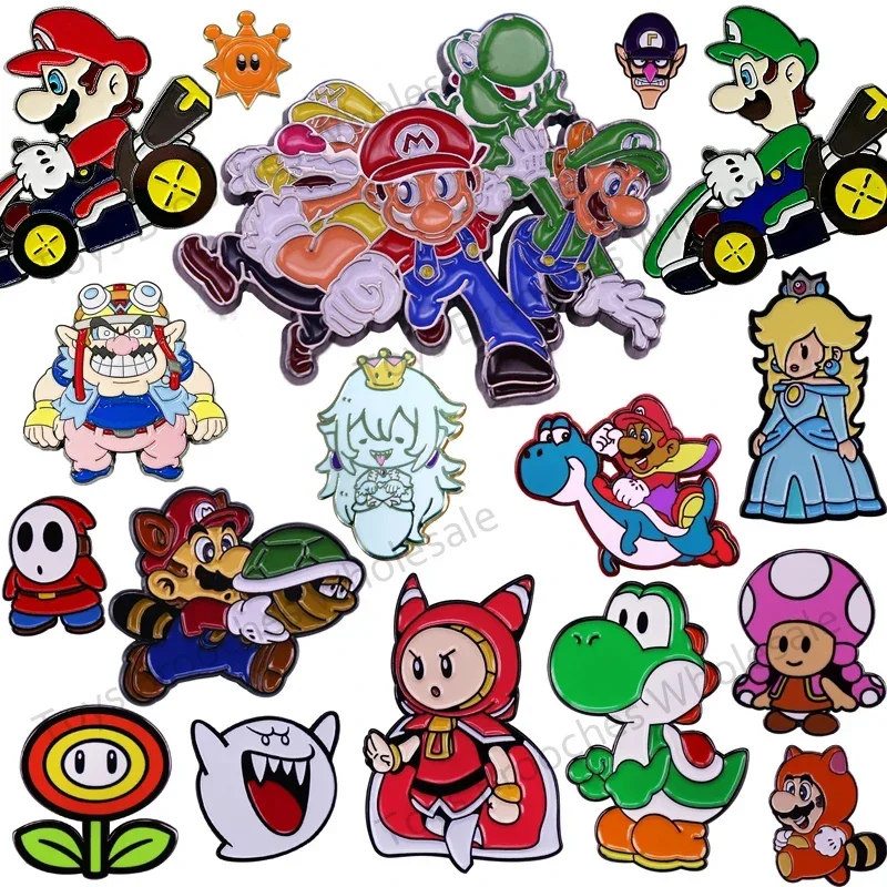 

Super Mario Bros Brooch Animation Game Peripheral Backpack Decoration Accessories Kawaii Cosplay Props Accessories Toys Gifts