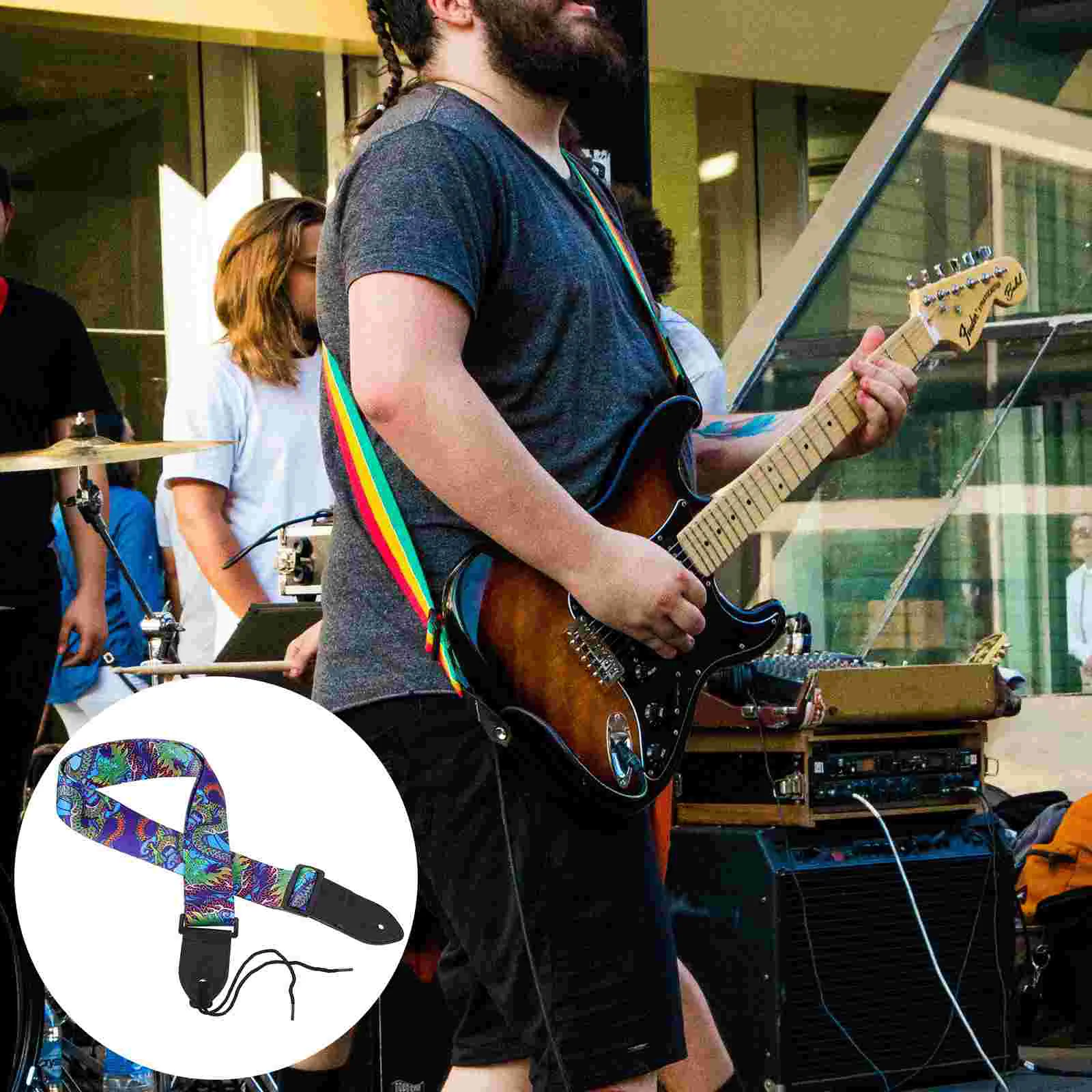 

Bass Guitar Printed Strap for Printing Shoulder Fashion Acoustic Instrument Adjustable Parts