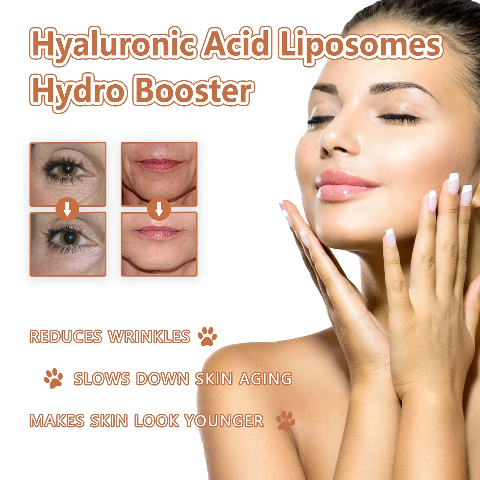 Hyaluronic Acid Facial Serum Firming Skin Diminishing Fine Lines Brightening Skin Tone Deep Moisturizing Face Care Essence 5 Pcs