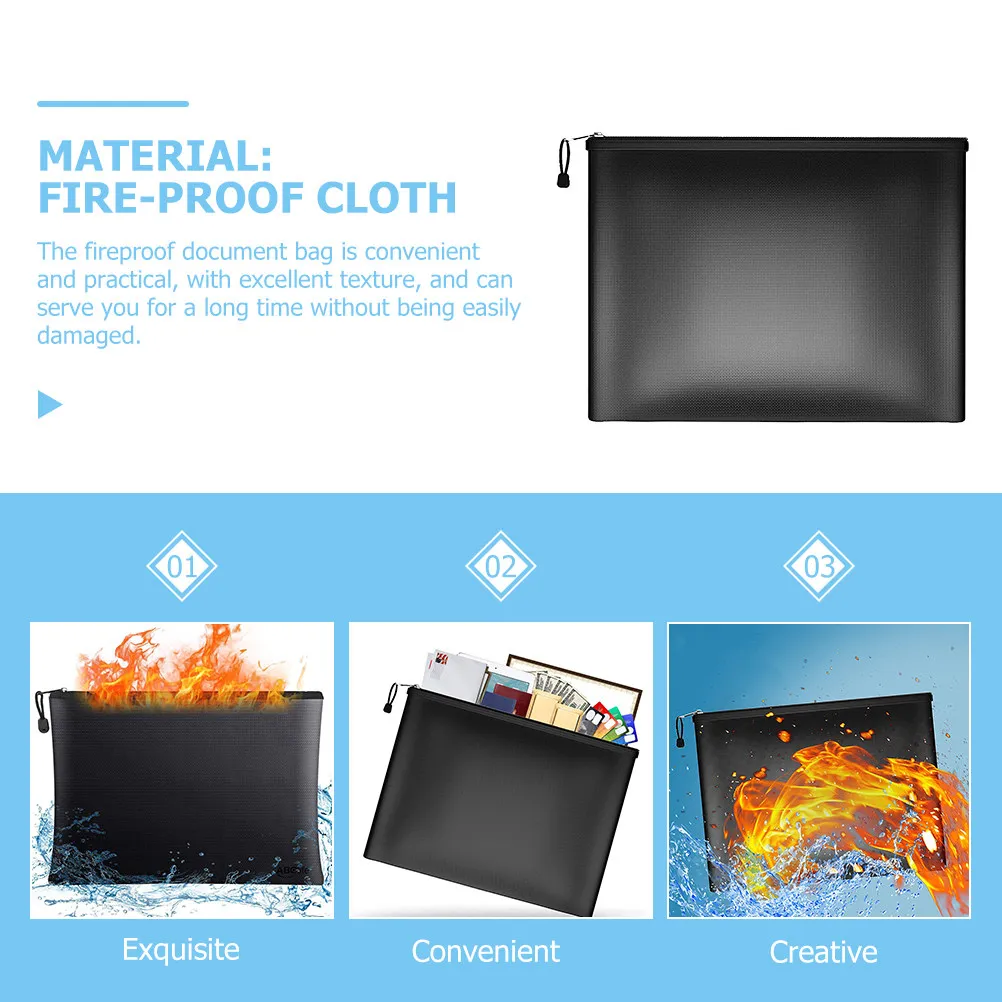 Waterproof Fireproof Document Bag For Cash Storage At Home Important Document Holder Large Capacity Pouch Multi