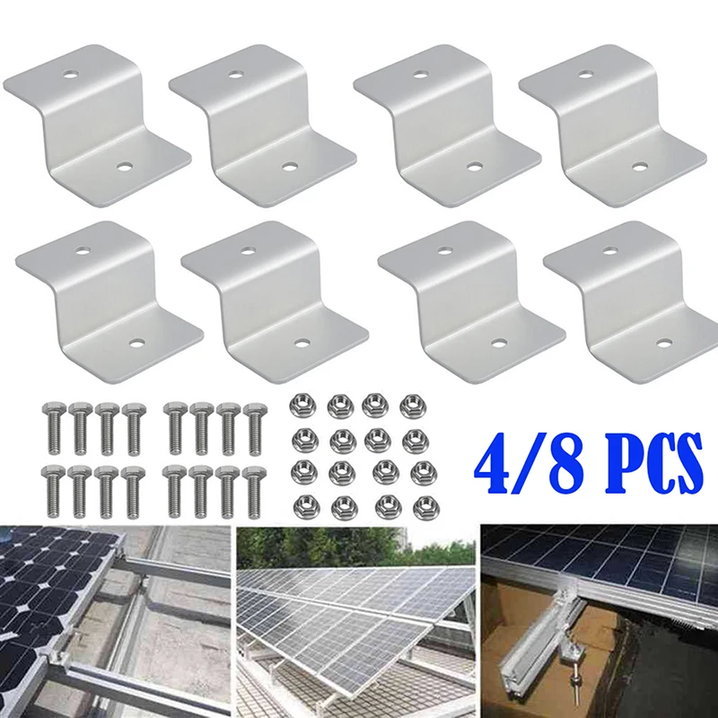 4/8 PCS Zonnepaneel Montagebeugel Z-Stijl Aluminium Fotovoltaïsche Module Grond Lugs Bevestigingsmiddelen Onderdelen voor RV Dak Camper