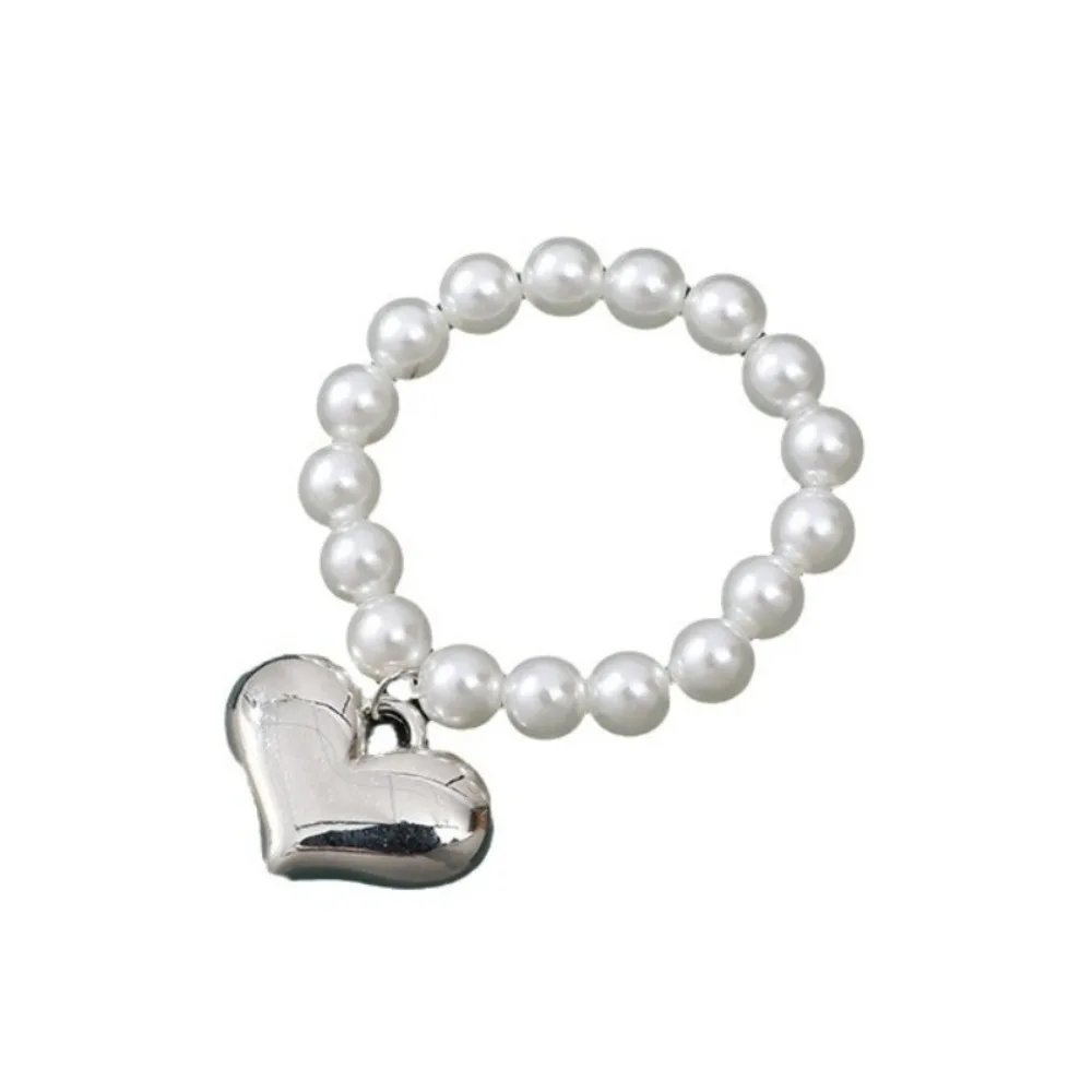 Knitted Decor Crafts Dog Heart Necklace Silver Elastic Dog Pearl Collars 6/8mm Cute Mini Pearl Chain Diy