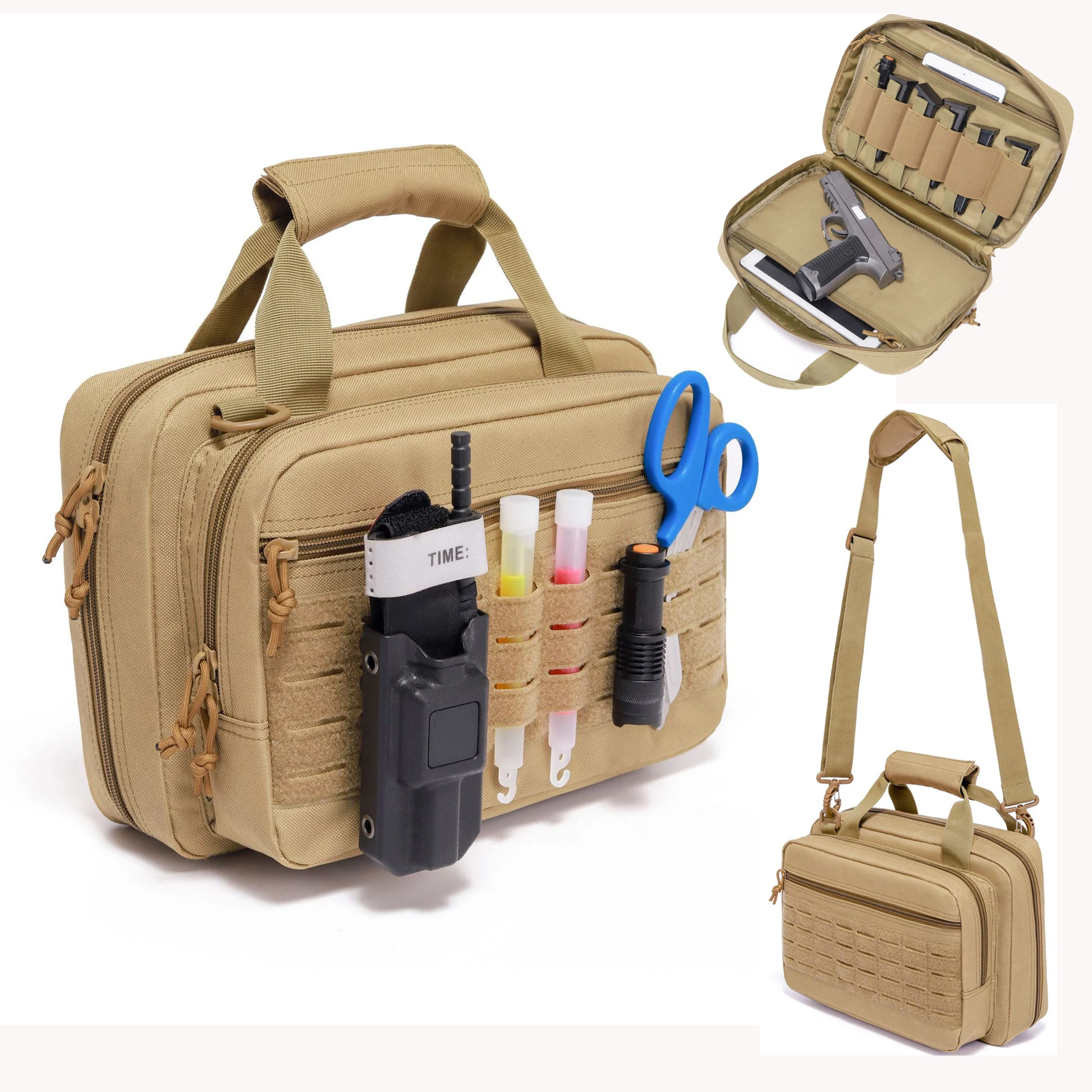 Tactical Range Bag Molle System 800D Waterproof Gun Shooting Pistol Case Pack Hunting Accessories Tools Sling Bag Camping