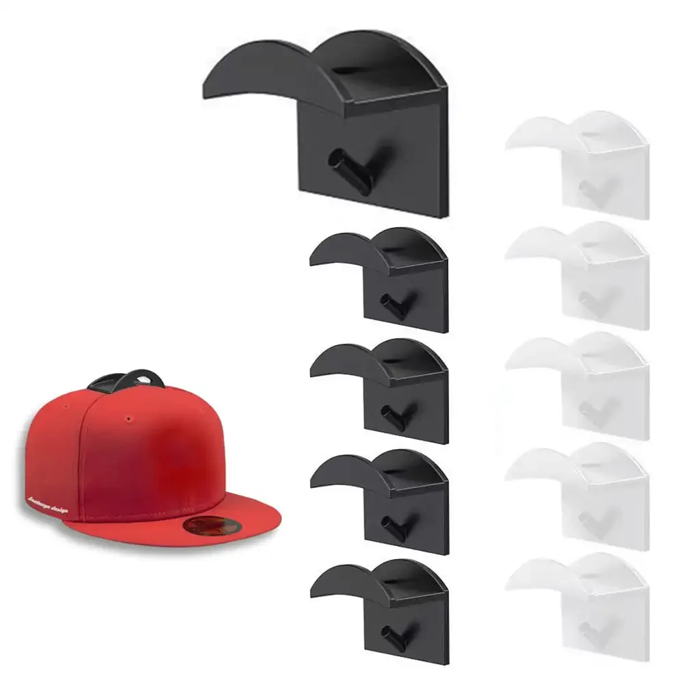 5/10Pcs Hat Holder Sticky Wall Mount Hook For Baseball Cap Casual Hat Storage Hook Free-punch Paste Portable Door Closet Hanger