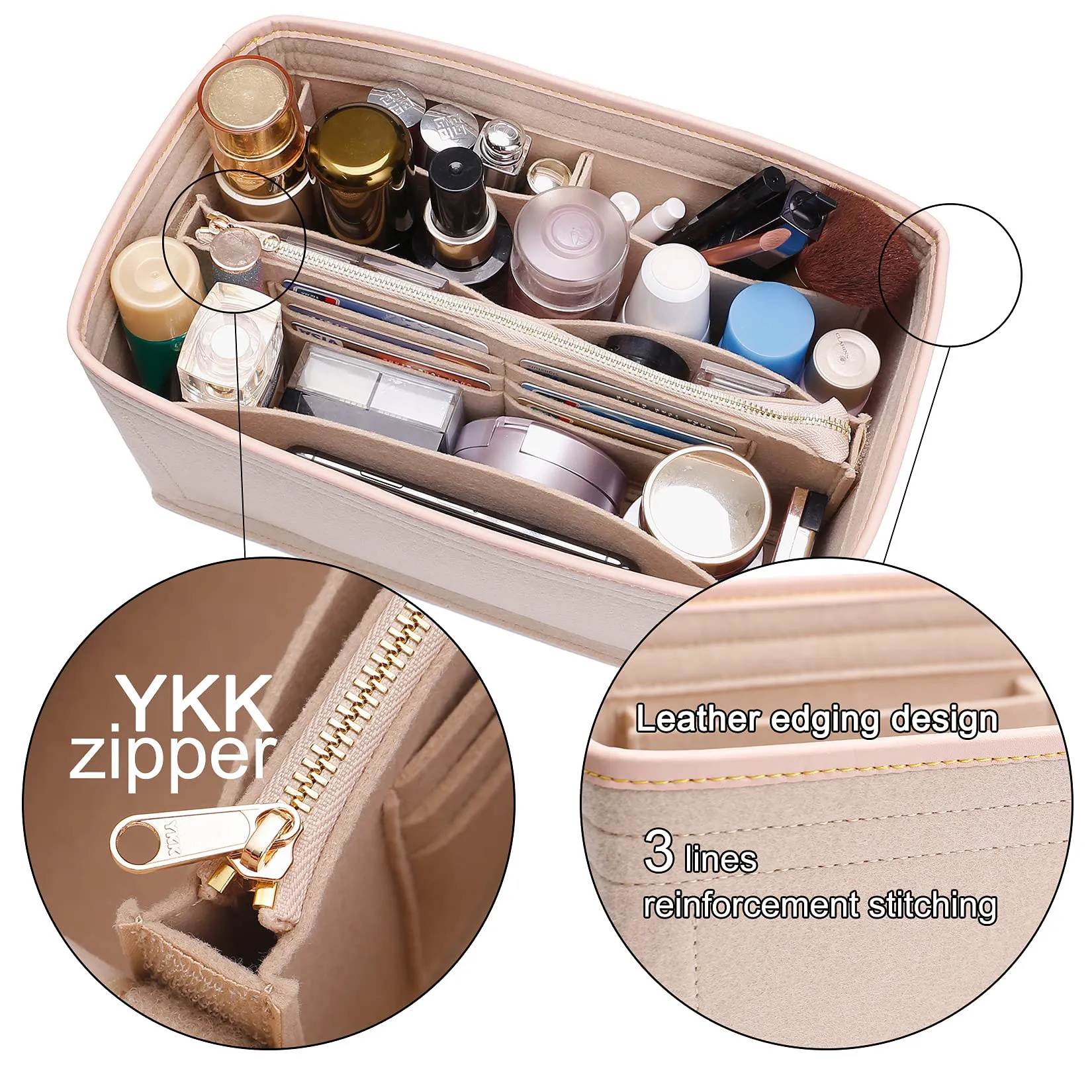 HAVREDELUXE Bag Organizer For Speedy 25 30 펠트 내부 가방 지원 모양 간편한 보관 핸드백 포켓이있는 주최자 삽입