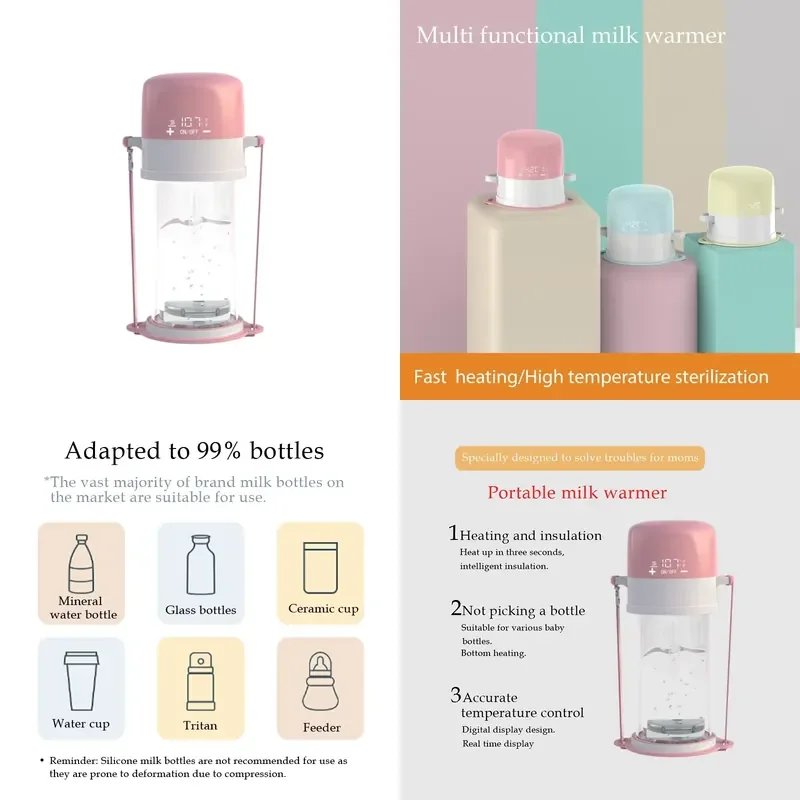 

【CHIMU HOME】 Portable Wireless Eco-Friendly USB Bottle Warmer Smart Milk Heater for Baby Bottle for Portable Baby Bottle