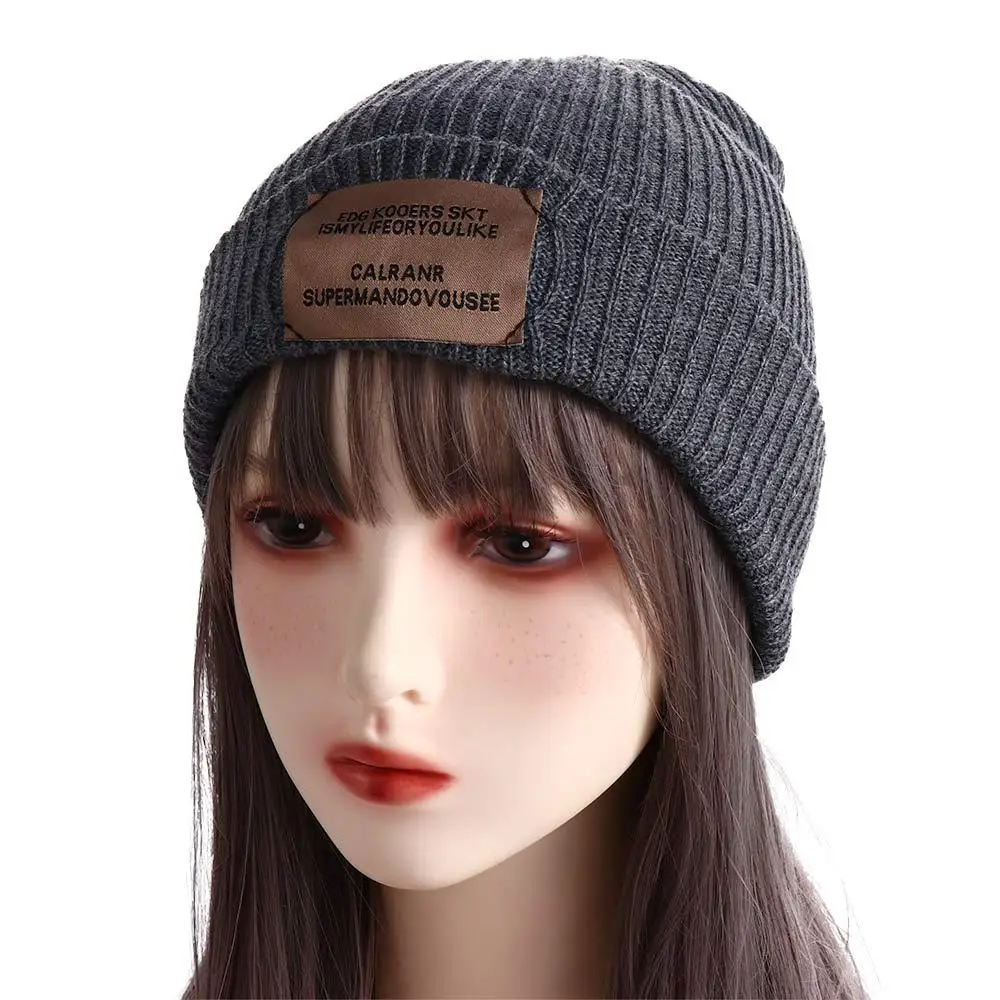 

Male Simple Temperament Winter Autumn Stripe All-match Skullies Knitted Hat Korean Style Caps Men Beanies Woolen Hat