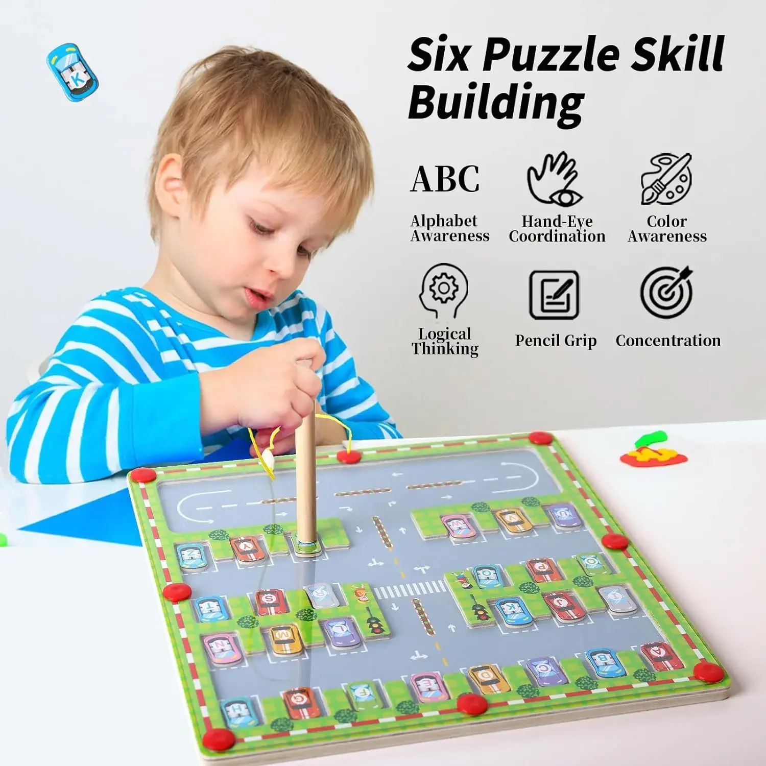 Montessori Magnetic Alphabet Maze Letter Puzzle  Gifts for Kids Parking Lot Puzzles for Children Preschool Girls Toys for Kids