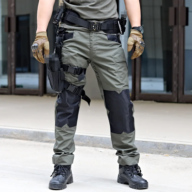 Men's summer overalls outdoor multi-bag pants tear-resistant camouflage pants loose spring and autumn