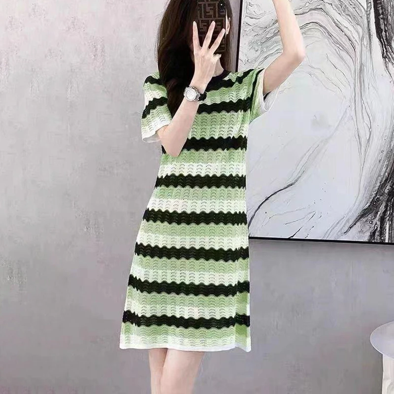 Stylish half-sleeved white narrow mini-nit dress women's clothing OP1852 for spring summer