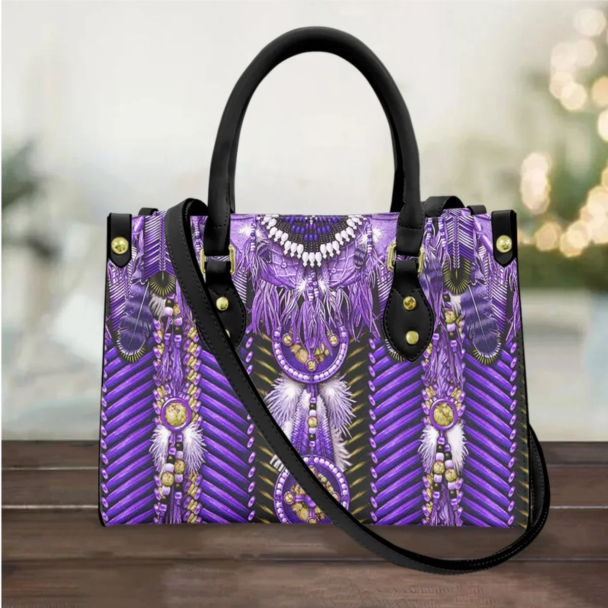 

Purple American Tribe Pattern Women's Handbags Ladies Shoulder Bags Woman Leather Fashion Women Cross Body Bags bolsa feminina