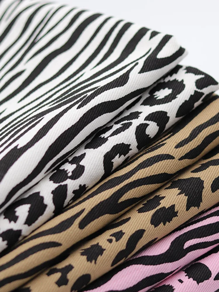 Zebra Leopard Print Fabric Cotton Twill Fabric Handmade Clothing Pants Trousers Skirts DIY Sewing Plain Fabric