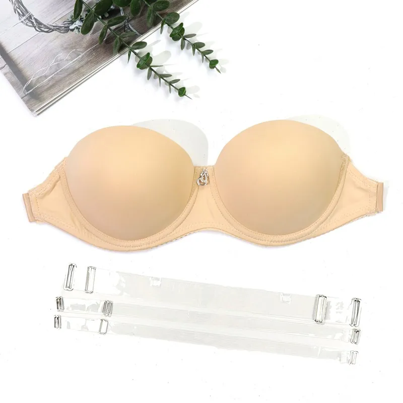 Beauwear Women Invisible Bra Transparent Strap Underwear Push Up Padded Lingerie  70B 75B 80 B Cup Top