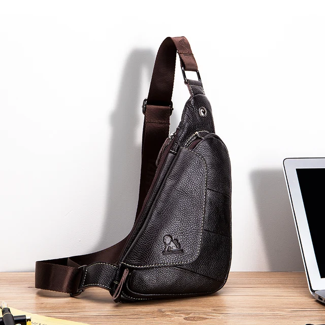 Torba na klatkę piersiową ze skóry bydlęcej, męska torba trójkątna z prawdziwej skóry, modna mini torba w stylu retro, torba na jedno ramię
