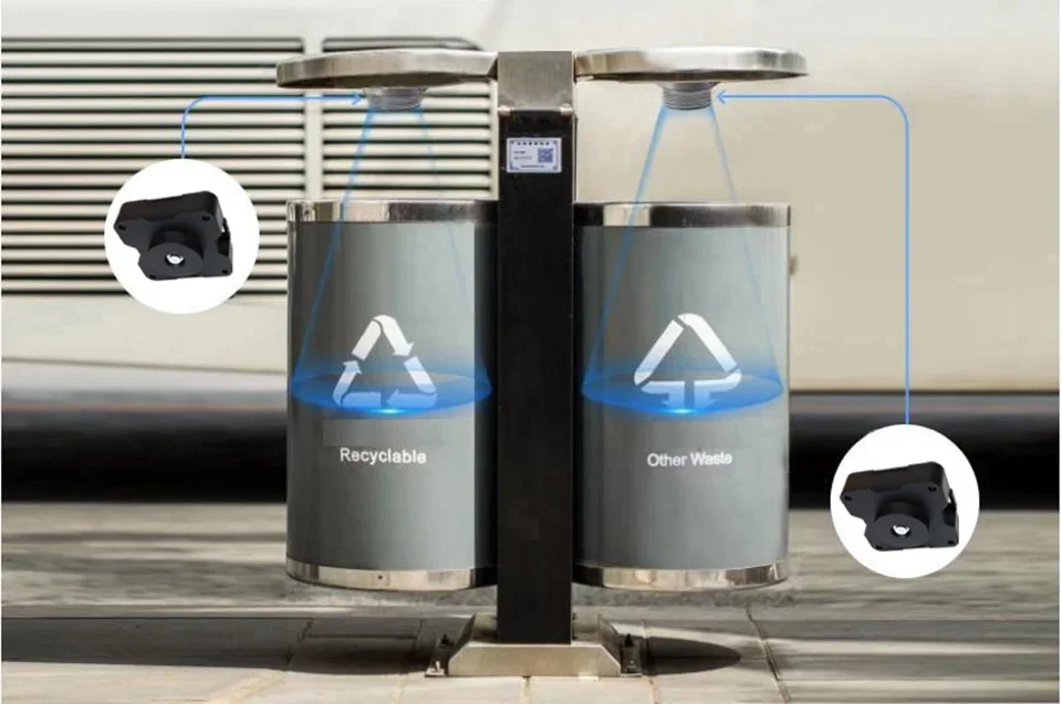 Smart Ultrasonic Trash Can Filling Level Sensor with 4G GPS Module, Remote Overflow Monitoring System for Garbage Sorting