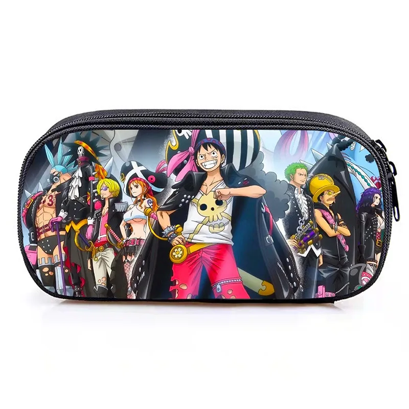 Trousse à crayons imprimée Anime One Piece, Luffy, grande capacité, étui de rangement pour étudiants, produit périphérique cancers, nouveau