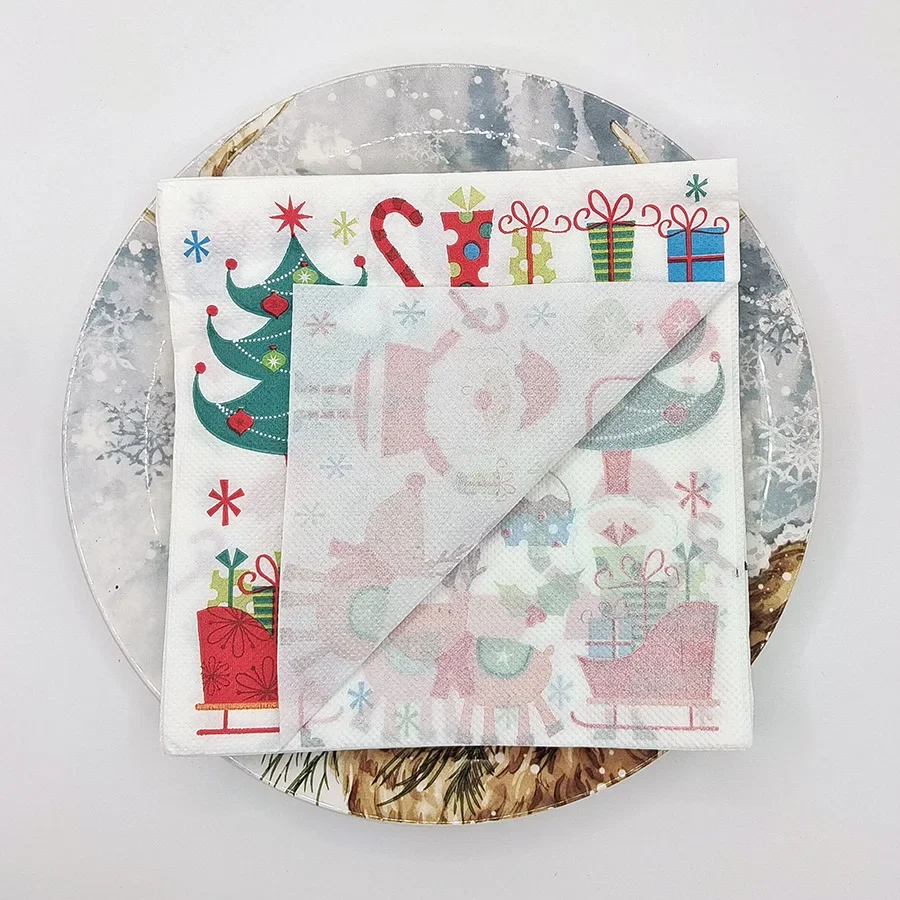 20Pcs 2Ply 33cm Christmas Napkins Santa Reindeer Tree Disposable Paper Napkins for Party Decor - view 3